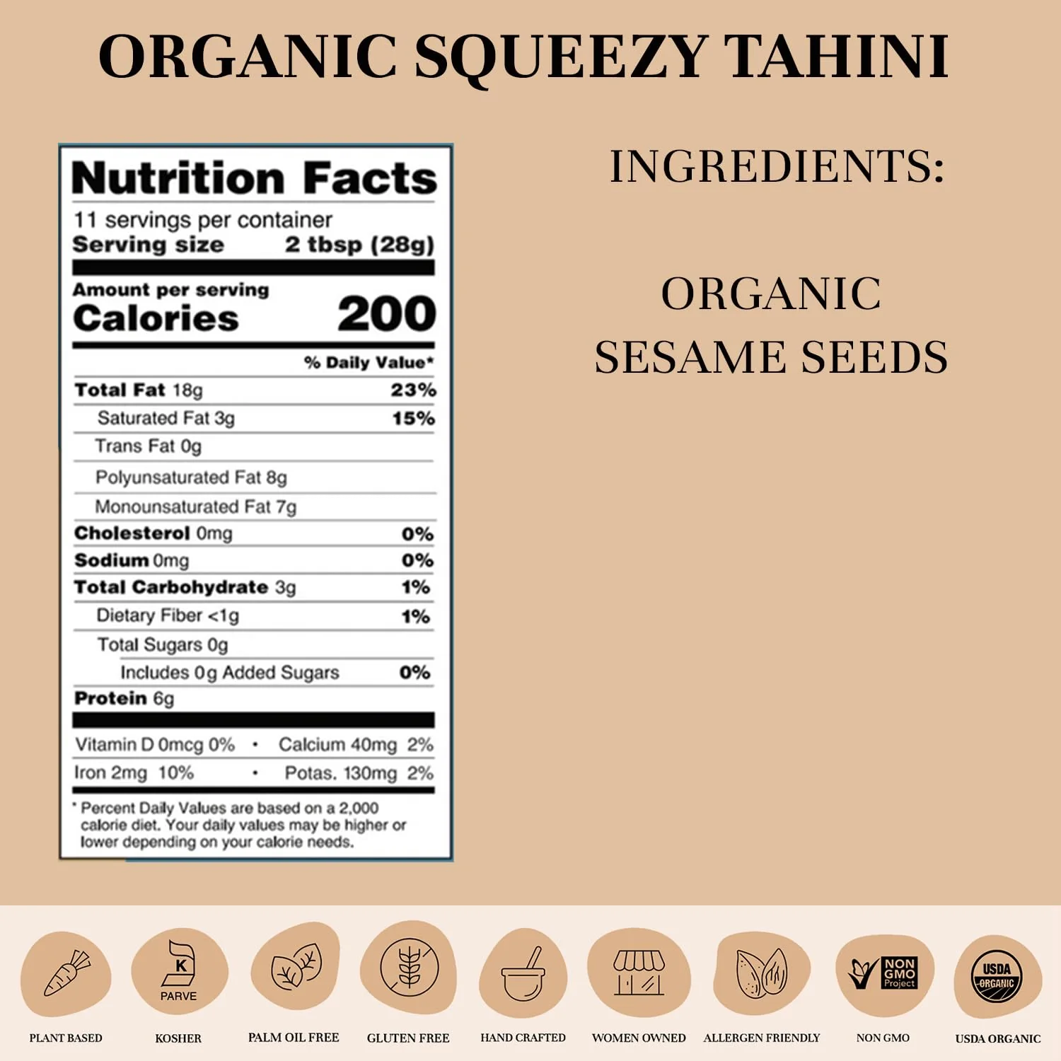 Tahini Creamy Sesame Sauce - Squeeze Bottle - Image 3