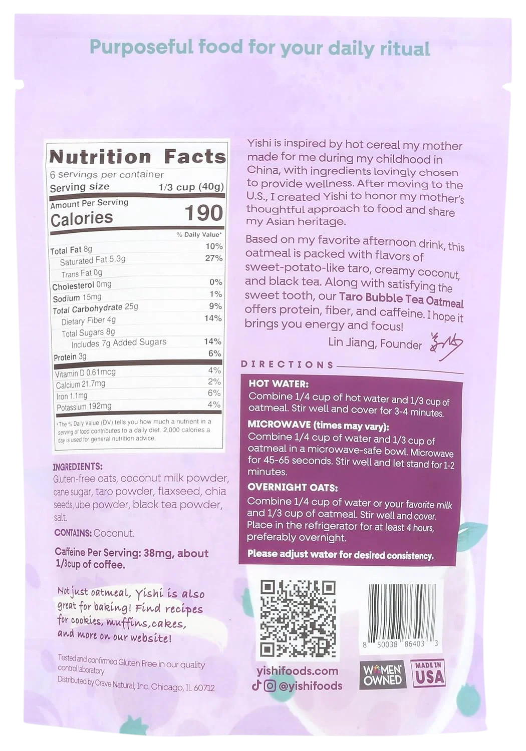 Taro Bubble Tea Oatmeal (5 Pack) - Image 4