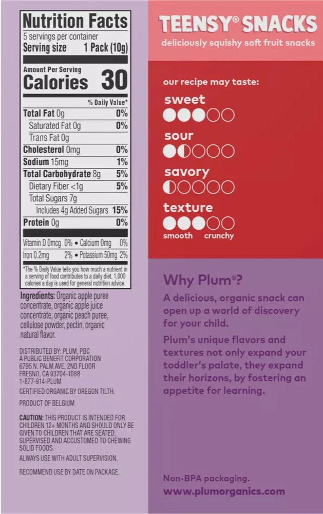 Teensy Soft Fruits Snacks Peach Flavor (5 CT) - Image 2