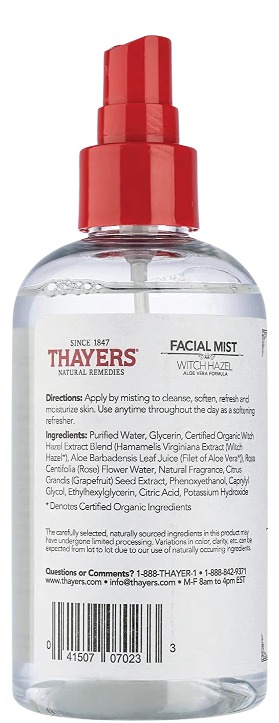 Witch Hazel Facial Mist Toner With Aloe Vera Alcohol-Free Rose Petal - Image 2
