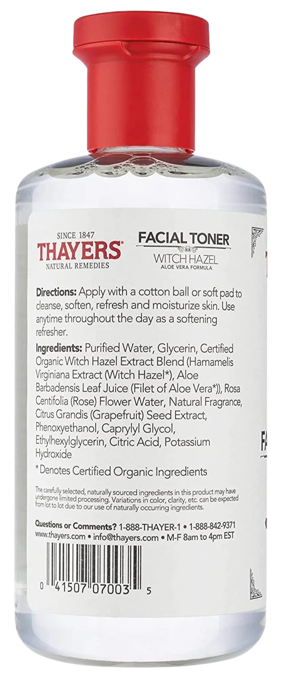 Witch Hazel Facial Toner With Aloe Vera Formula Alcohol-Free Rose Petal - Image 2