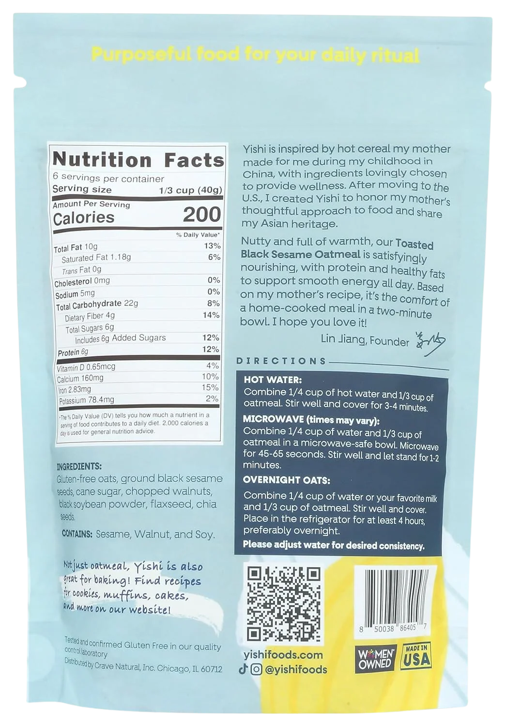 Toasted Black Sesame Oatmeal Pouch - Image 6