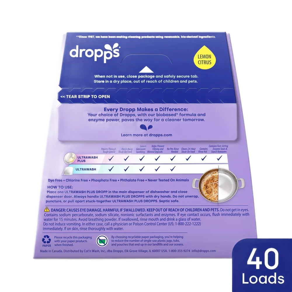 UltraWash Plus Biobased Power Dishwasher  Pod - Lemon  (40 CT) - Image 4