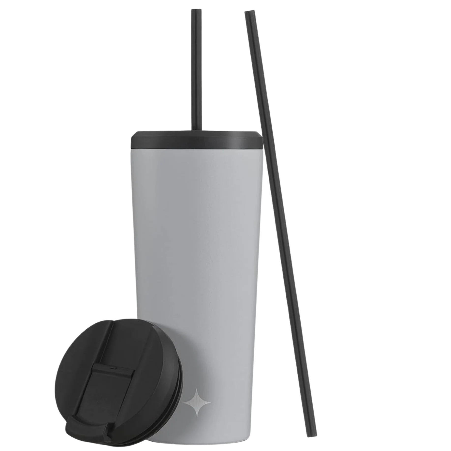 Vacuum Insulated Tumbler with Straw & Flip Lids (Grey) 20oz