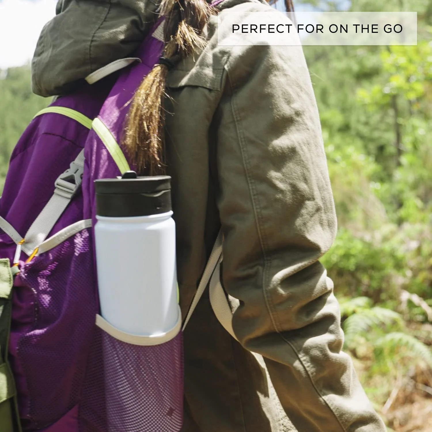 Vacuum Insulated Water Bottle with Flip Lid & Sport Straw Lid - 22 oz - Grey/Black - Image 3