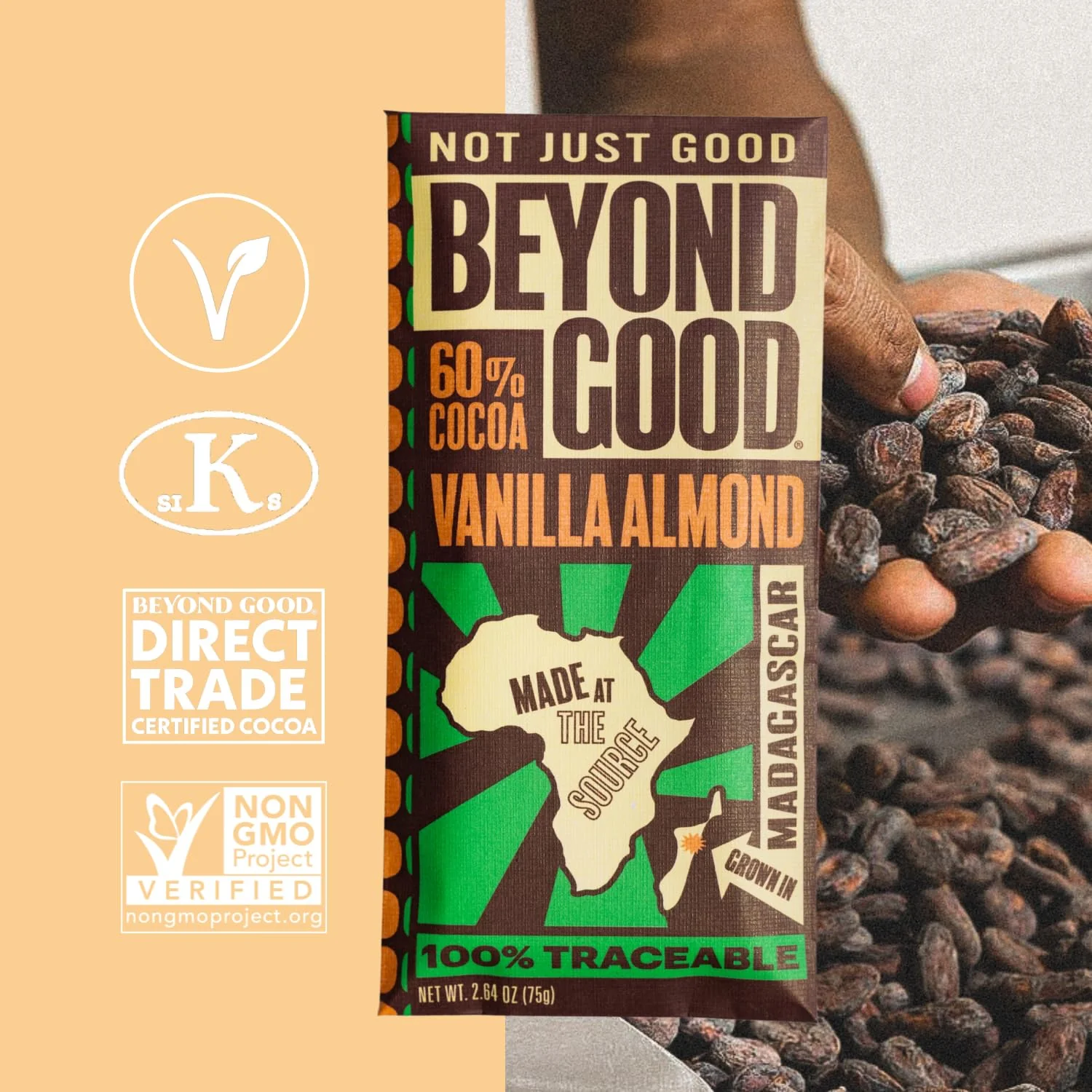 Vanilla Almond 60% Chocolate Bar - Image 3