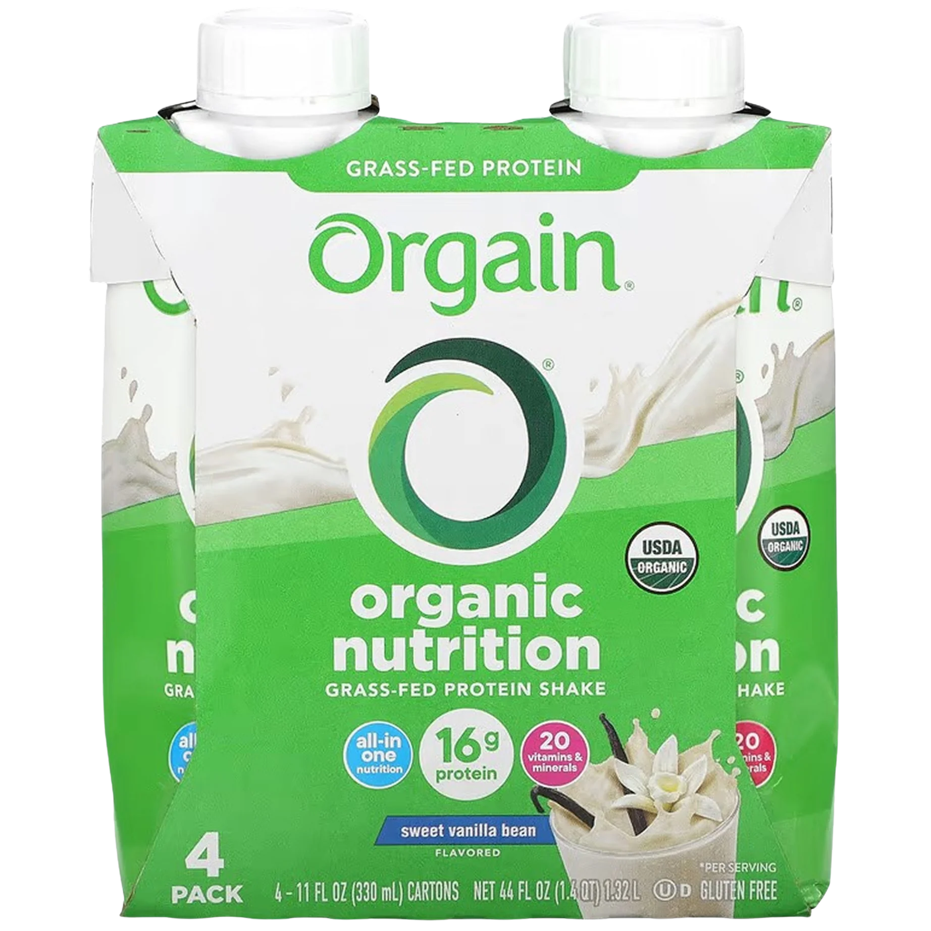 Organic Vanilla Bean Grass Fed Protein Shake (4 Pack)