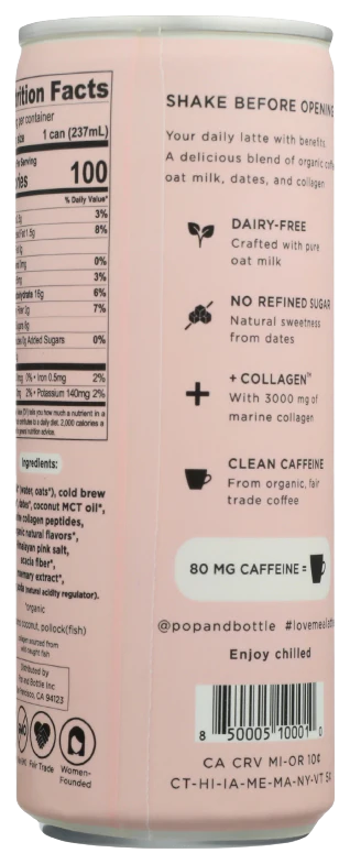 Vanilla Cold Brew Oat Milk Latte + Collagen - Image 2