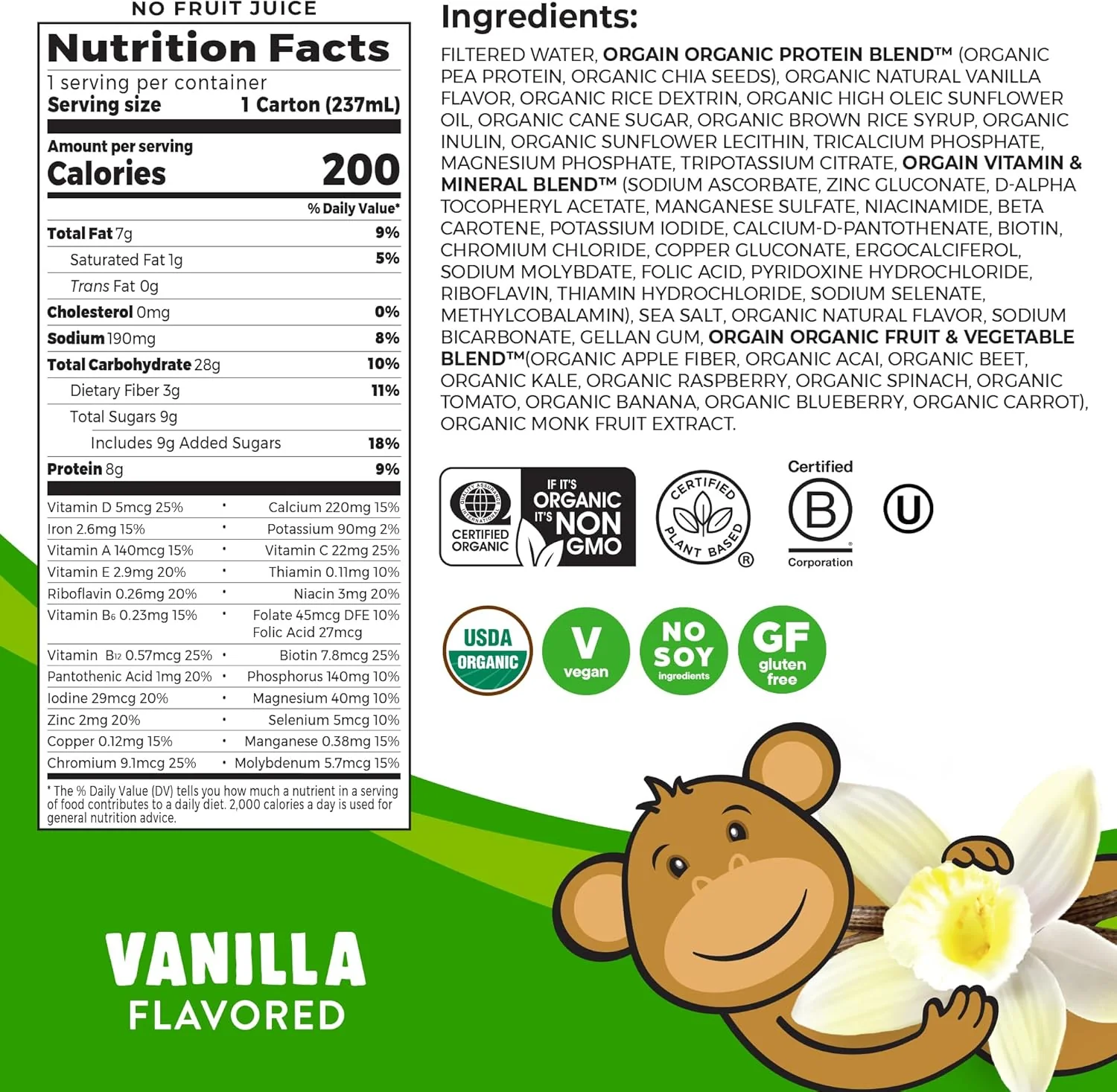 Vanilla Kids Ready-To-Drink Plant Protein Nutritional Shake (12 Pack) - Image 2