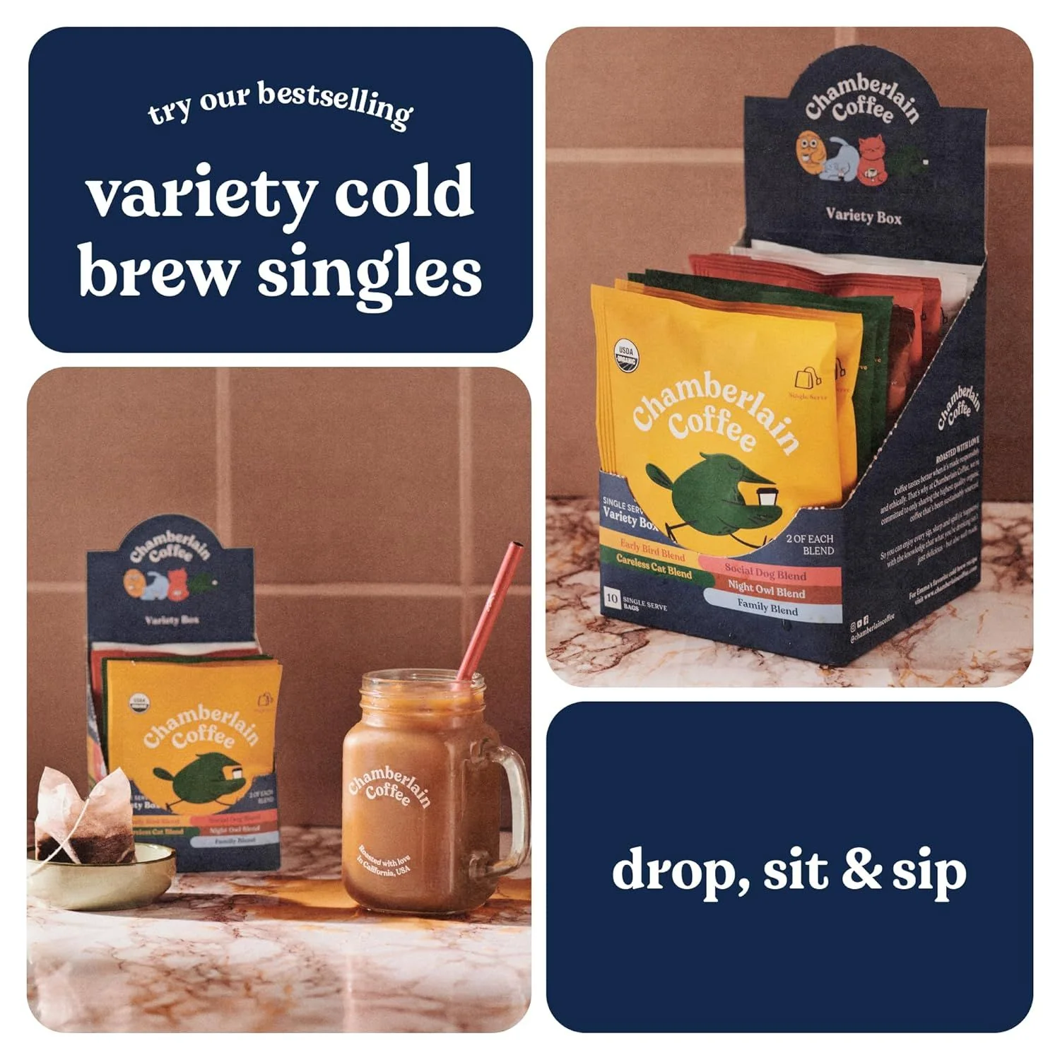 Variety Box Medium Dark Roast Steeped Single Coffee Bags (10 CT) - Image 4