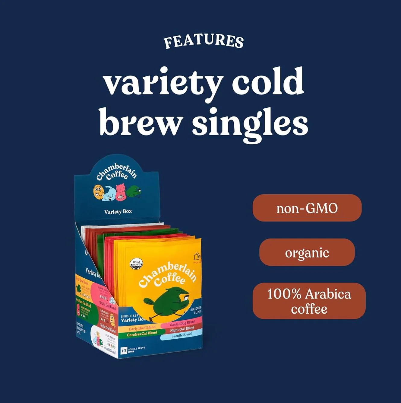 Variety Box Medium Dark Roast Steeped Single Coffee Bags (10 CT) - Image 5