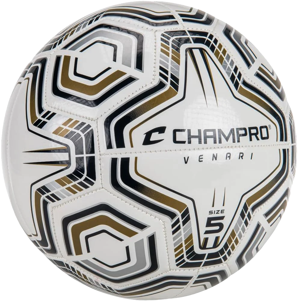Venari 20 Panel Soccer Ball - #5 Black Silver Vegas Gold
