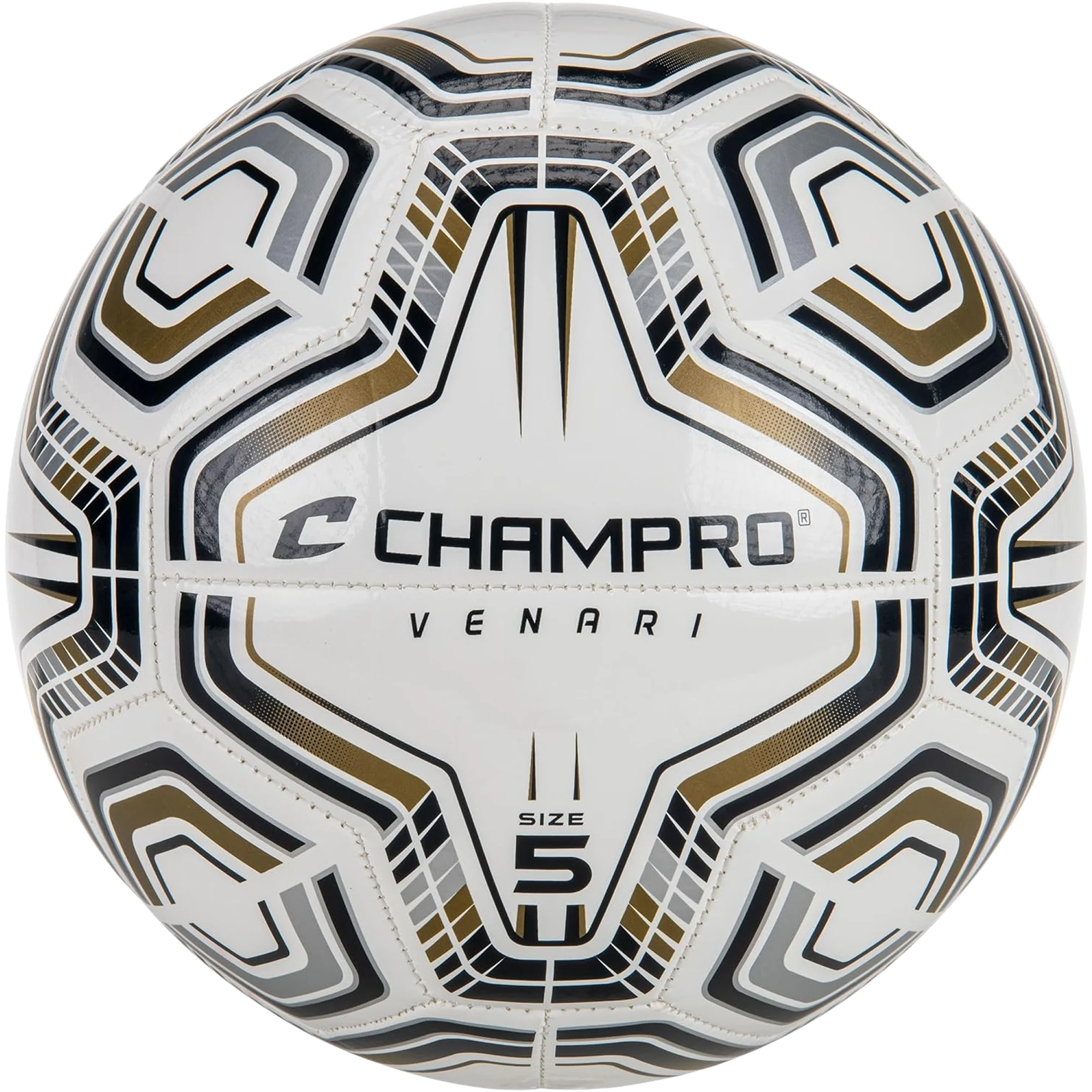Venari 20 Panel Soccer Ball - #5 Black Silver Vegas Gold - Image 3