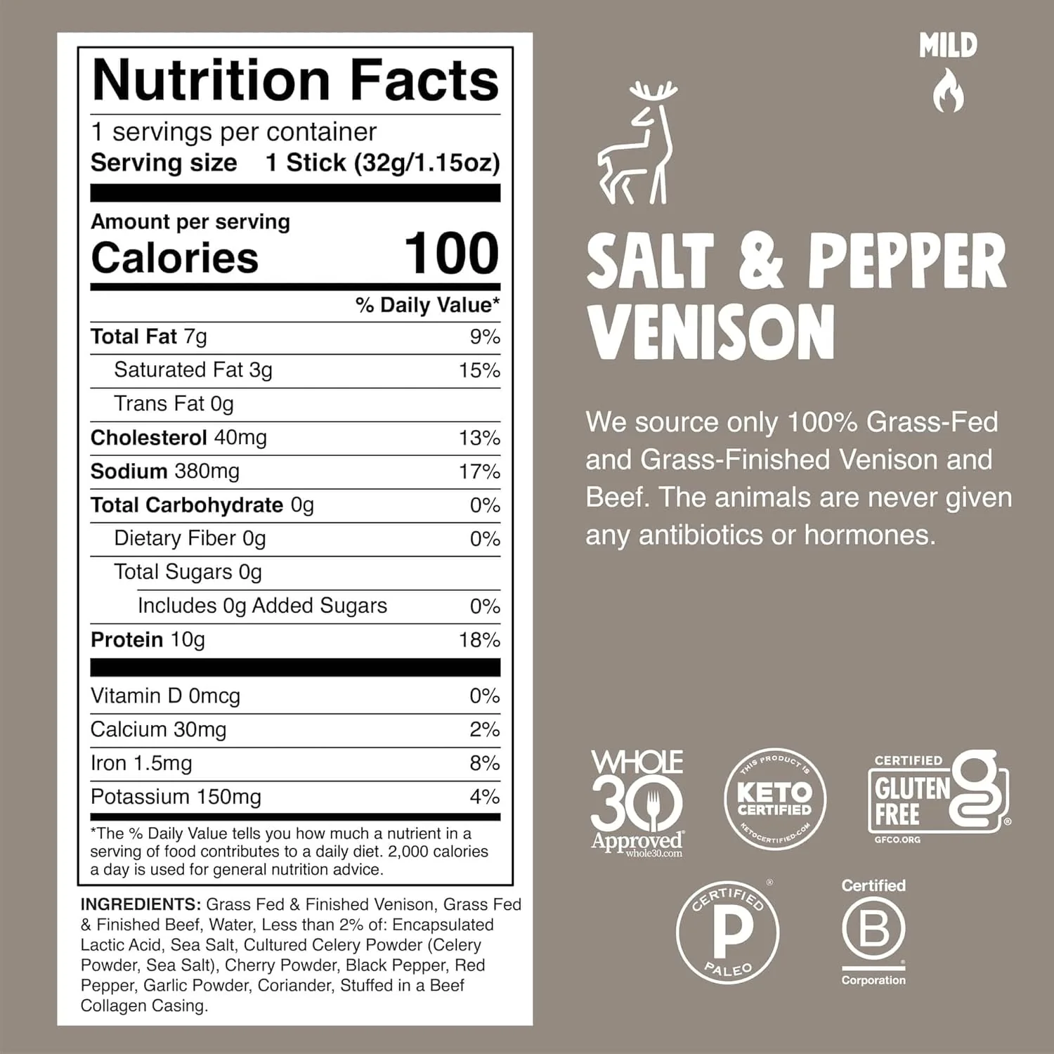 Venison Pepper & Sea Salt Stick (24 CT) - Image 2