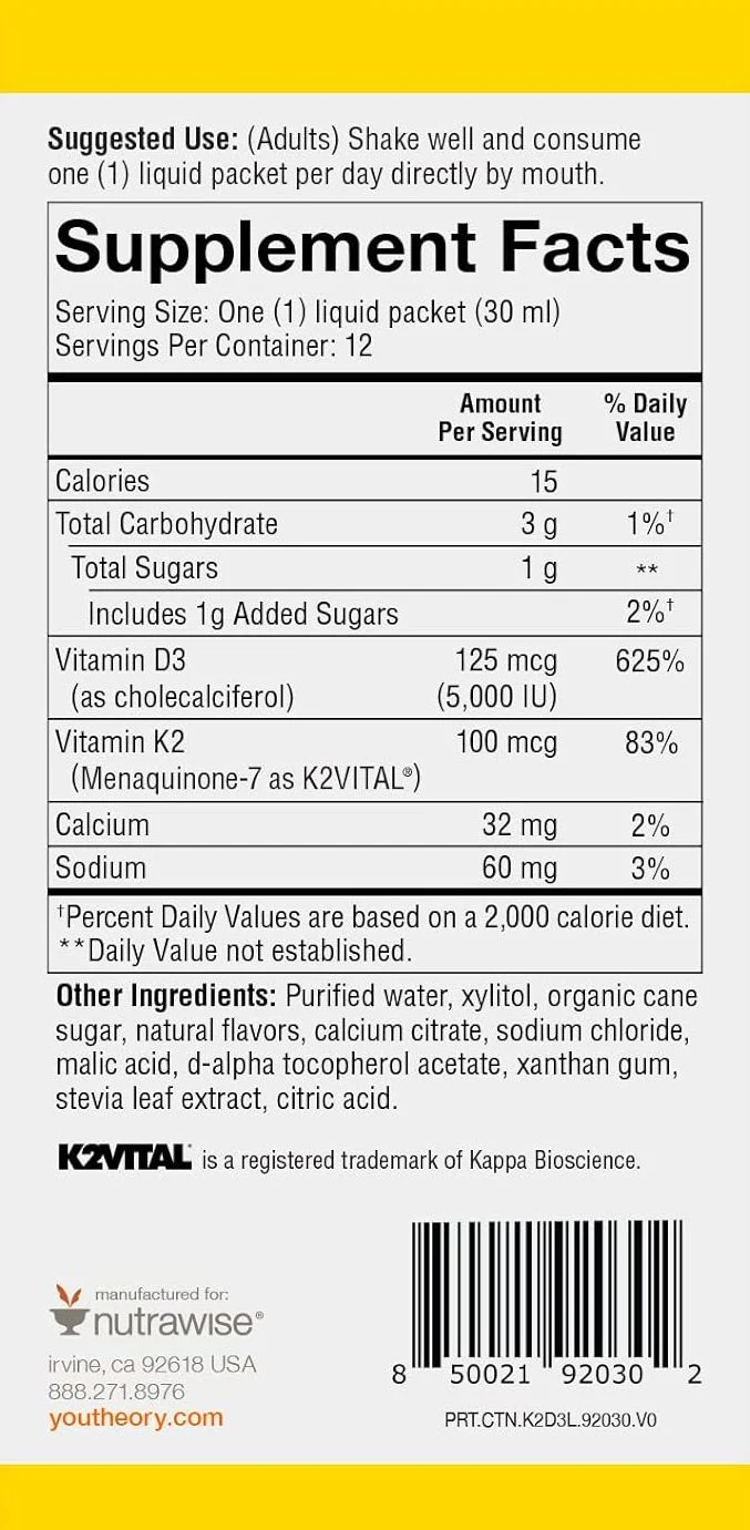 Vitamin K2 & D3 Liquid (12 Packet) - Image 4