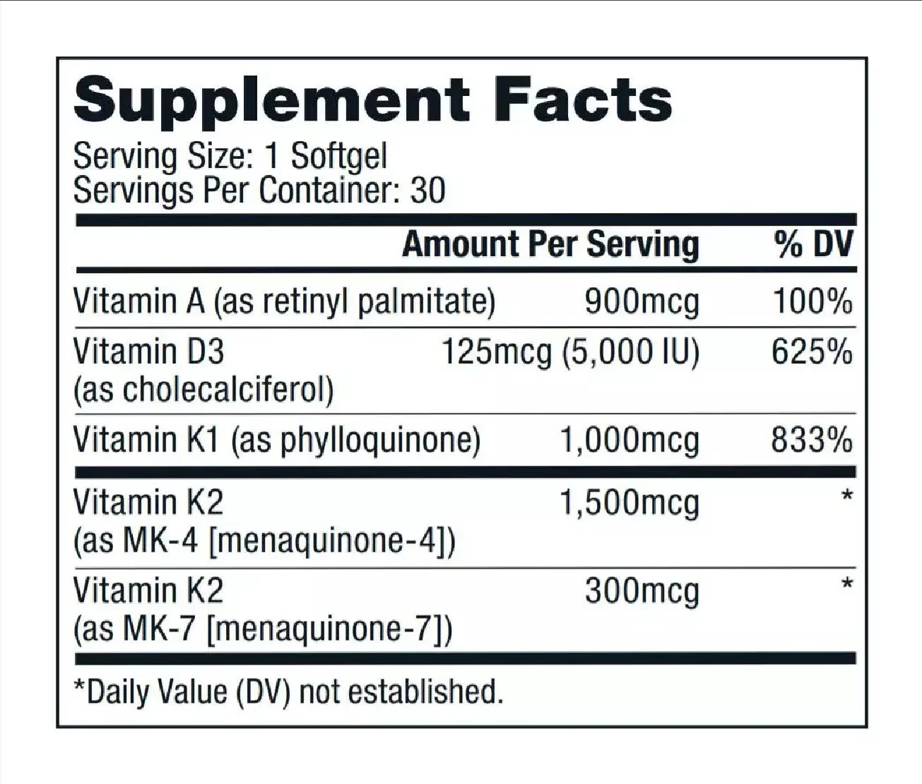 Vitamins A-D-K Softgels (30 CT) - Image 2
