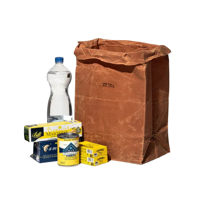 Waxed Cotton Grocery Bag Brown - Image 2