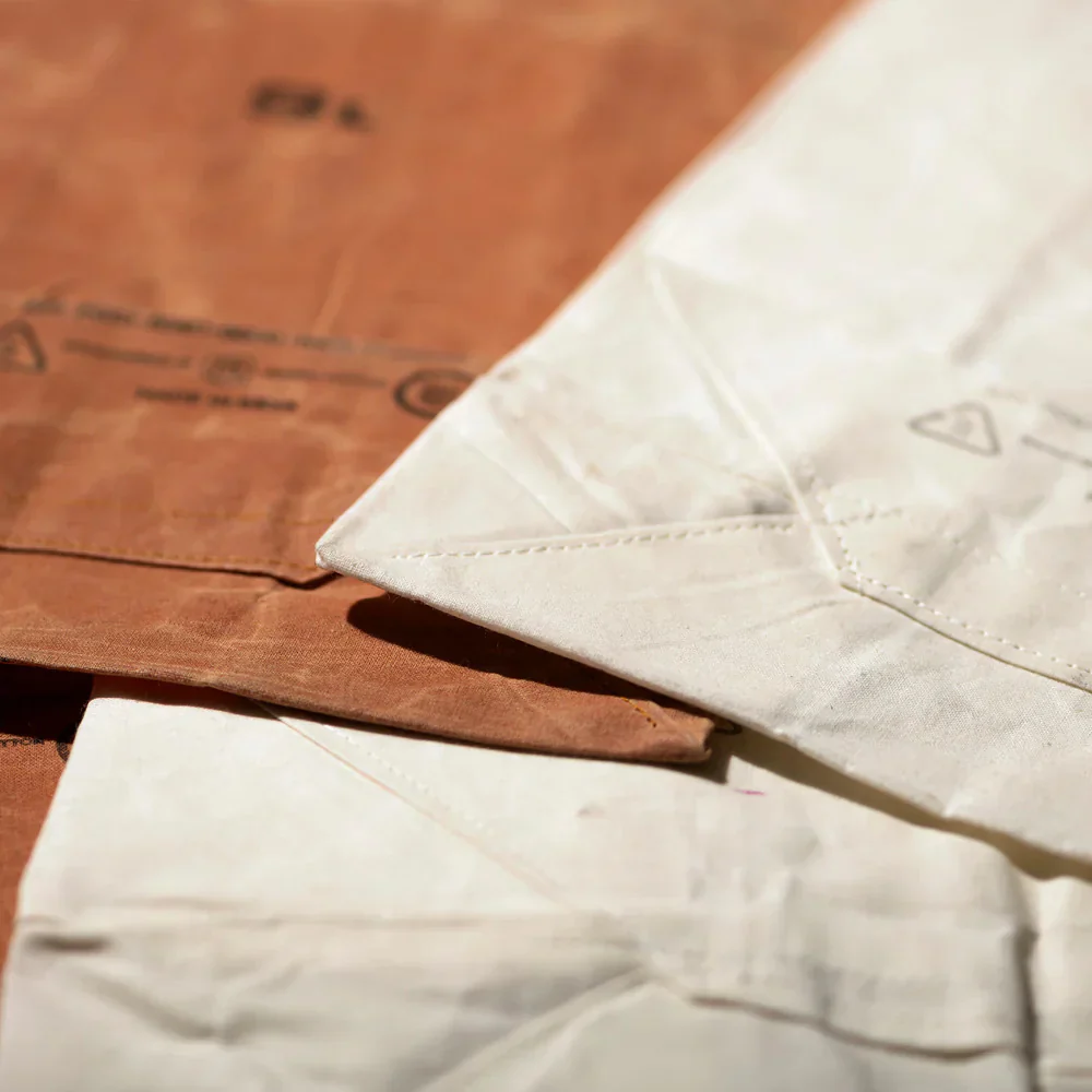 Waxed Cotton Grocery Bag Brown - Image 3