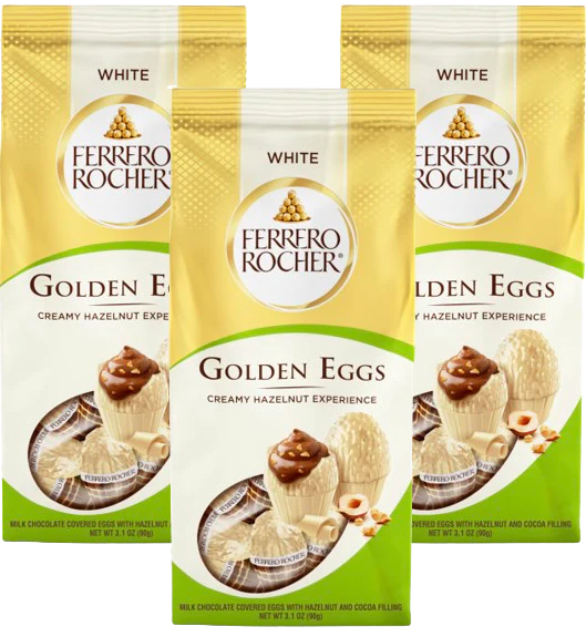 White Chocolate Hazelnut Golden Eggs (3 Pack)