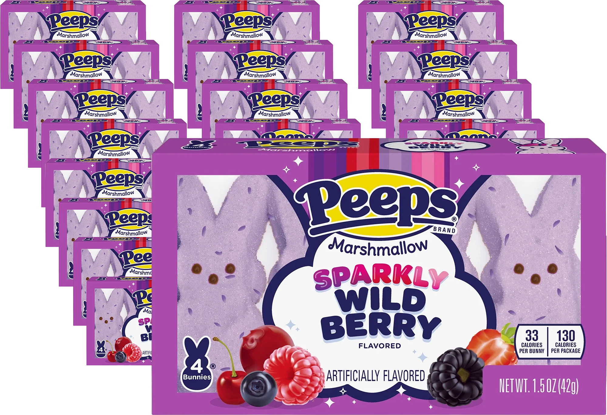 Wildberry Flavored Marshmallow Bunnies (24 Pack)