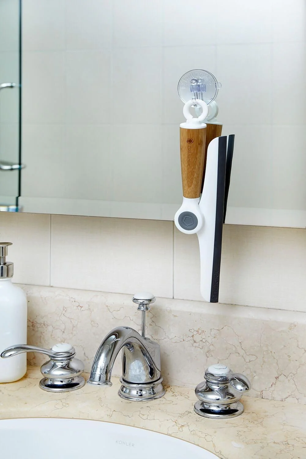Wipe Out Pivoting Shower Squeegee with Hanging Hook - White - Image 2