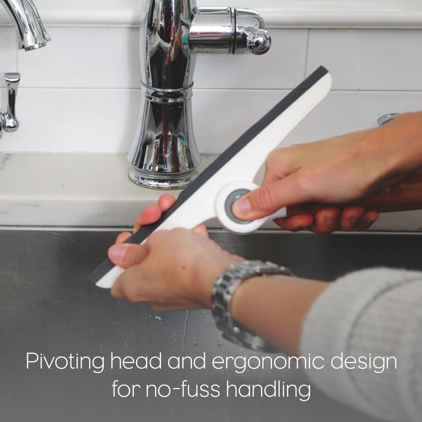 Wipe Out Pivoting Shower Squeegee with Hanging Hook - White - Image 3