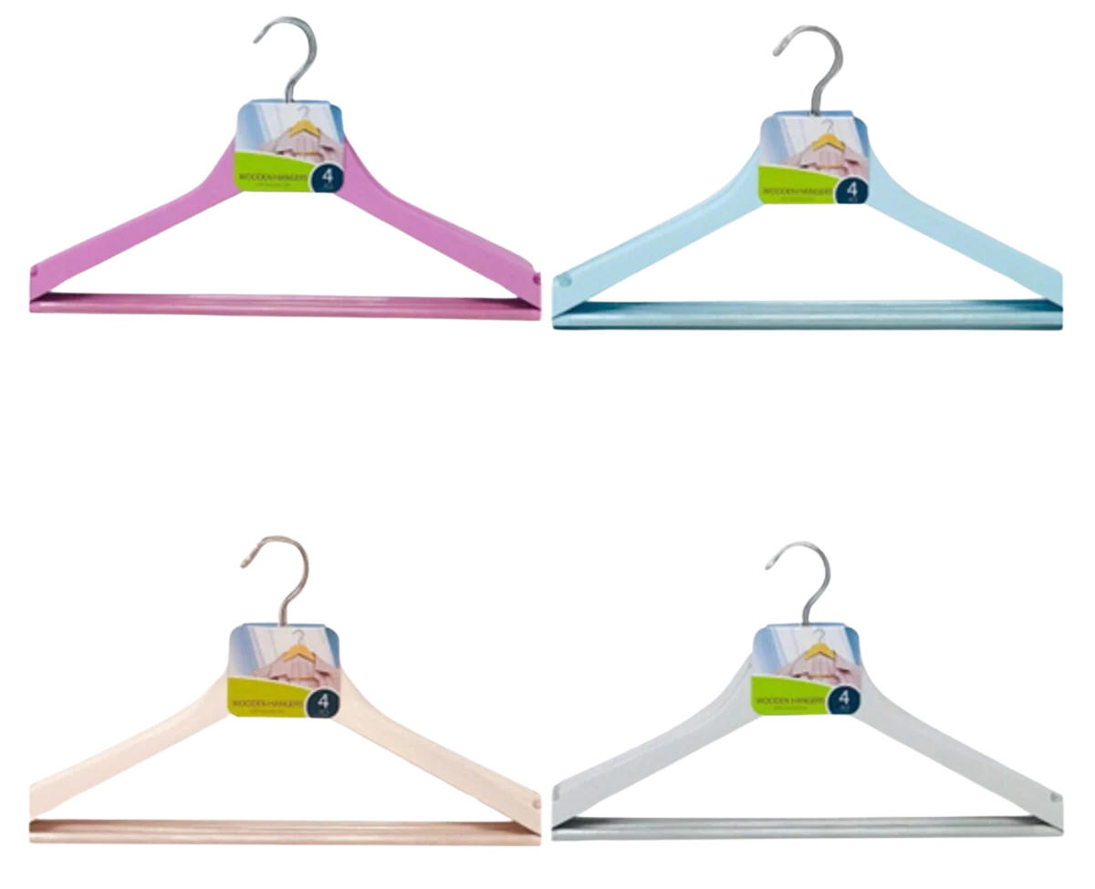 Wooden Hangers (Set of 4) - Assorted Pastel colors