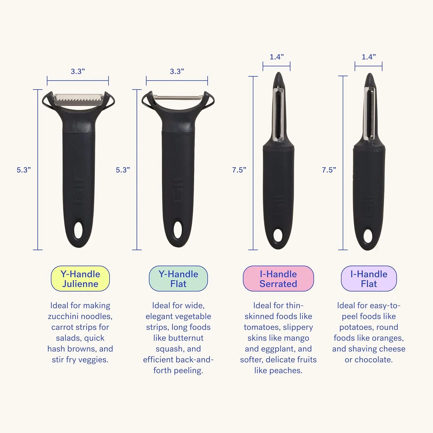 Y-Handle Julienne Peeler - Navy - Image 3
