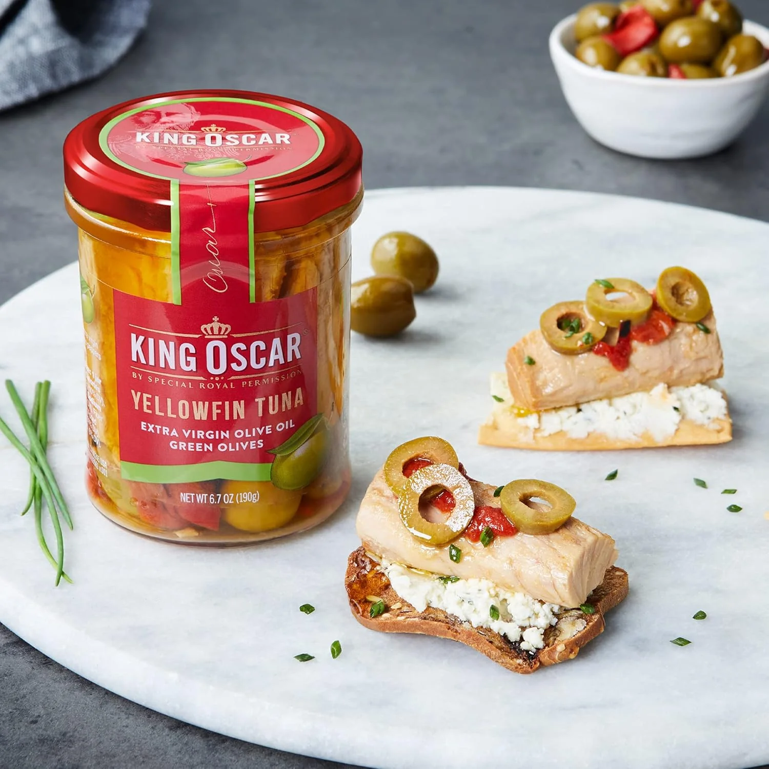 Yellowfin Tuna Fillets in Extra Virgin Olive Oil with Green Olives - Image 3