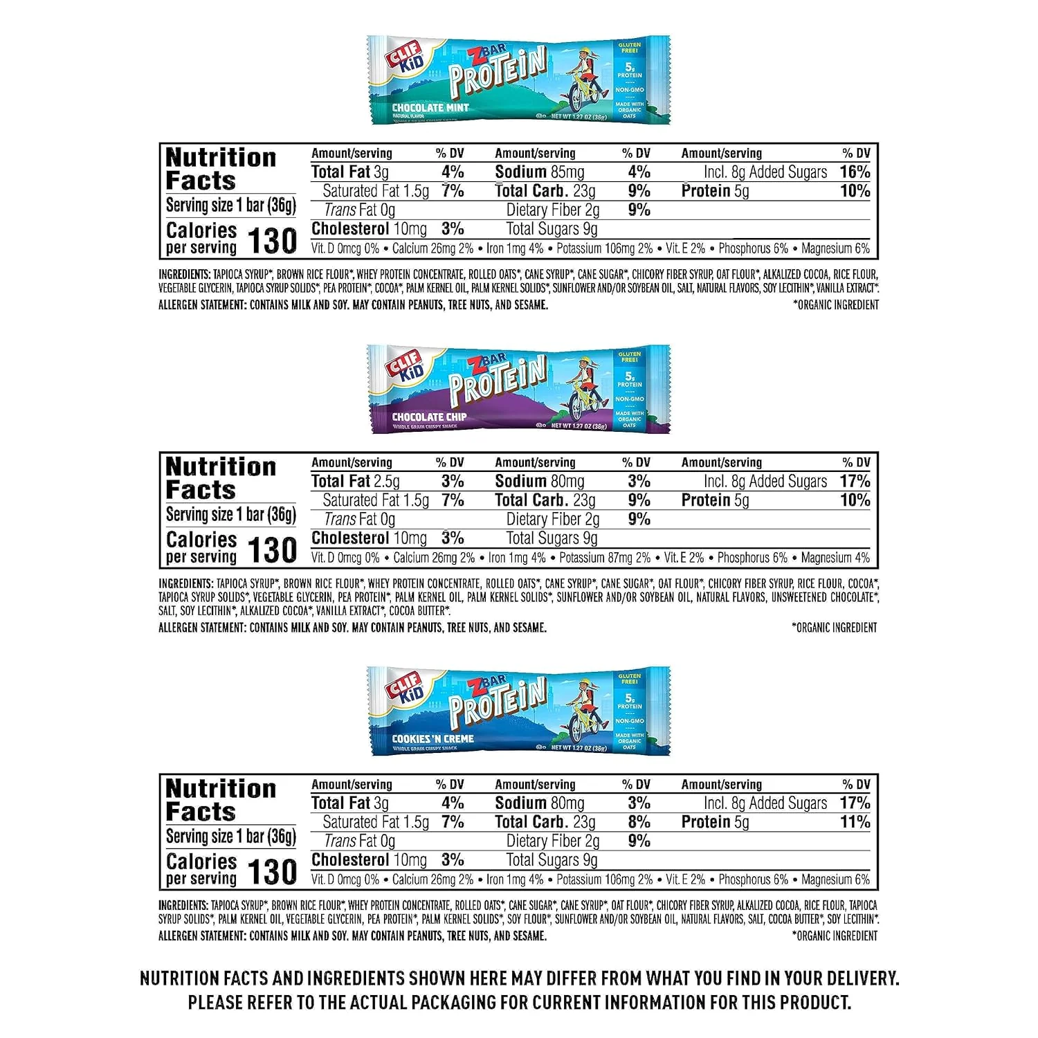 Zbar - Chocolate Chip , Chocolate Mint, Cookies 'N Creme (30 CT, 6 Boxes) - Image 2
