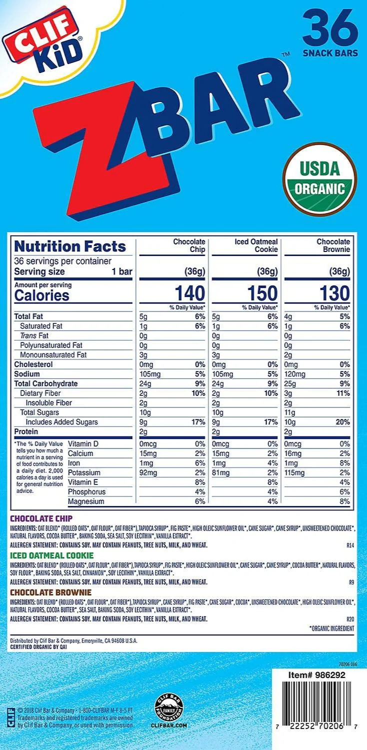 Zbar Chocolate Chip, Iced Oatmeal Cookie, and Chocolate Brownie Snack Bars Variety Pack (36 CT) - Image 2