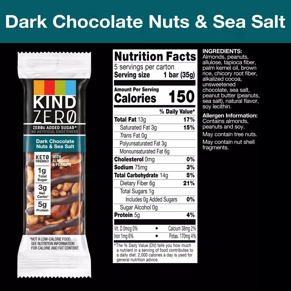Zero Dark Chocolate Nuts & Sea Salt Bars (5 CT) - Image 3