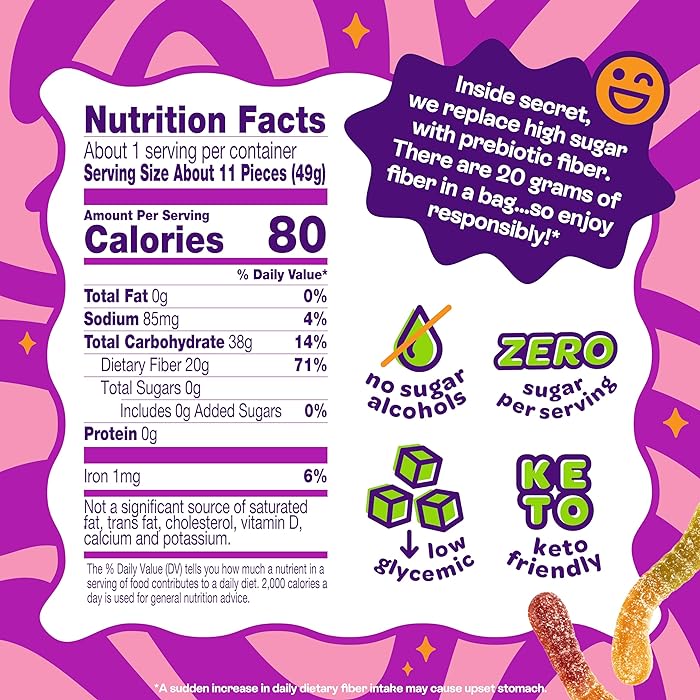 Zero Sugar Sour Gummy Worms (8 Pack) - Image 5
