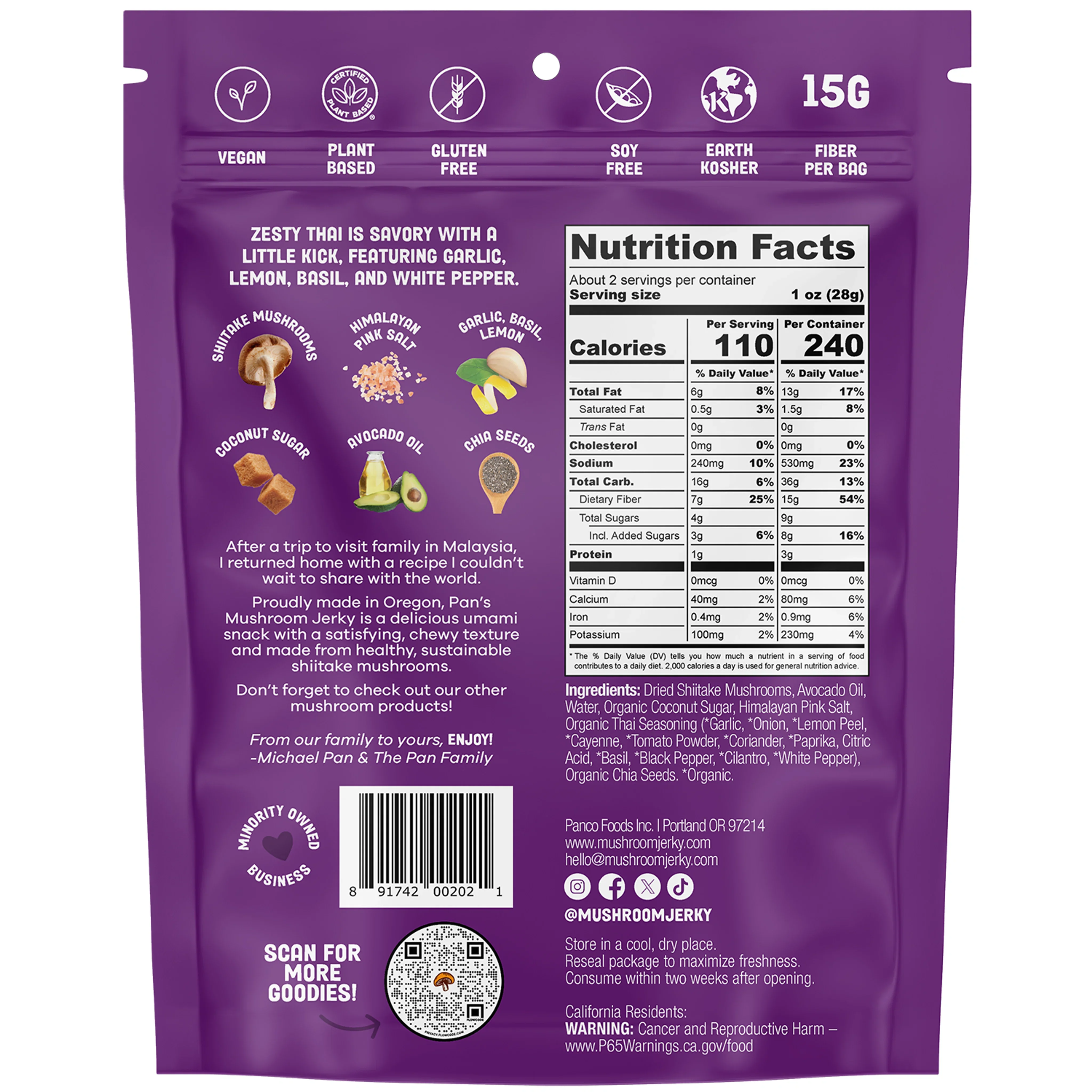 Zesty Thai Mushroom Jerky - Image 2